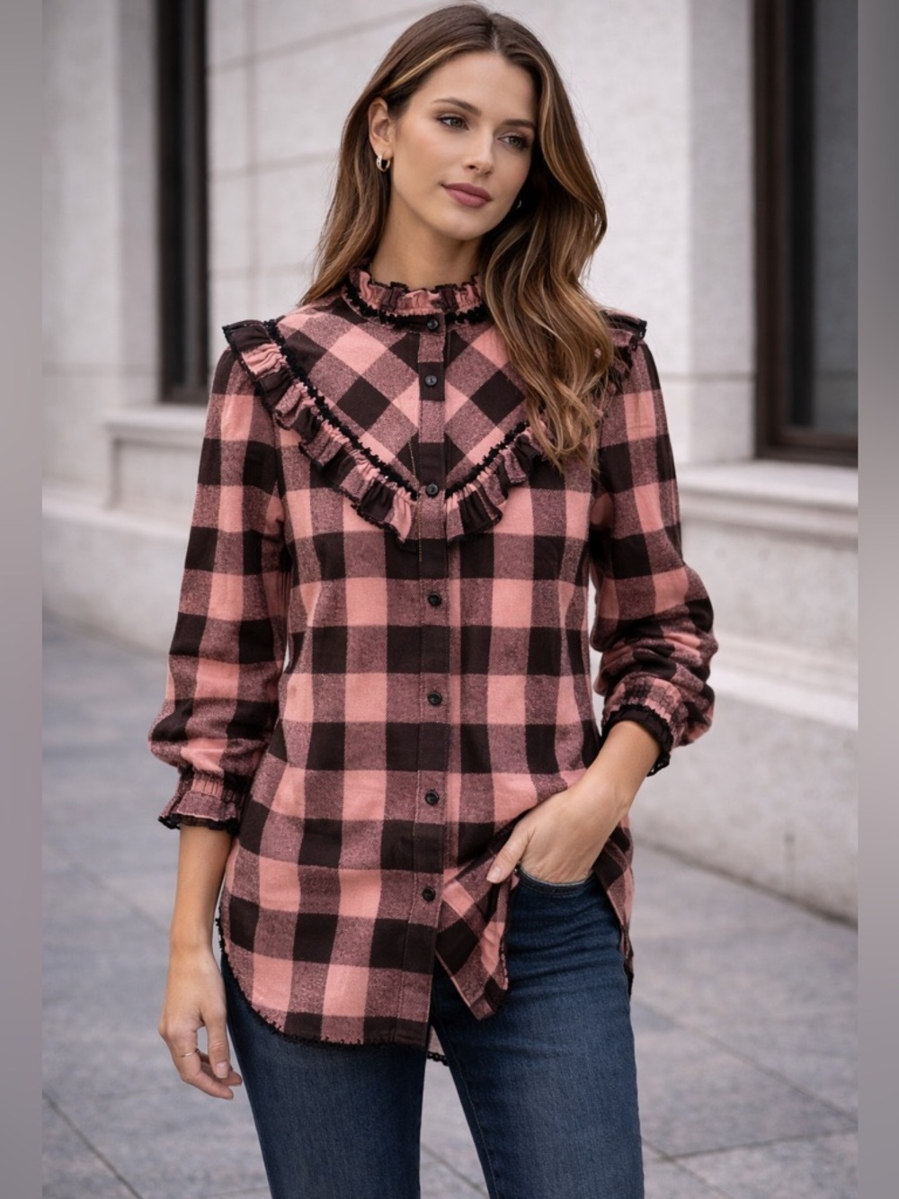 Coach Prairie Check Western Blouse 00